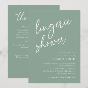 Invitation Lingerie de douche Code QR Tout-en-Un Vert Sauge