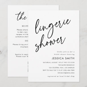 Invitation Lingerie de douche QR Code tout-en-un minimaliste