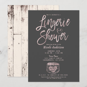 Invitation Lingerie de douche Rose Gold Rose Pâle Gris Glamou