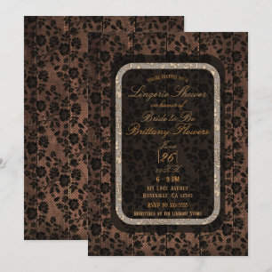 Invitation Lingerie de douche rustique en bois et dentelle fl