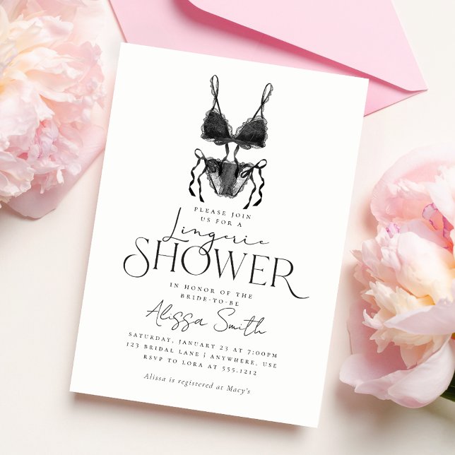 Invitation Lingerie de mariage noir élégant moderne (Créateur téléchargé)