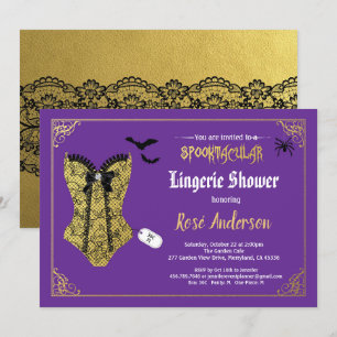 Invitation Lingerie d'Halloween douche violet noir dentelle