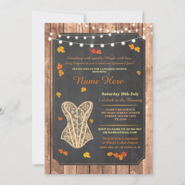 Invitation Lingerie Douche fête nuptiale Automne Corset Invit (Devant)