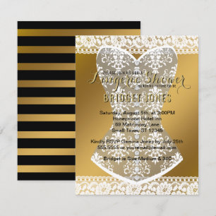 Invitation Lingerie Douche mariée Bachelorette Party Gold