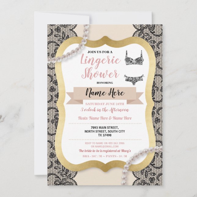 Invitation Lingerie Douche Or Crème Dentelle Soutien-Gorge Pe (Devant)