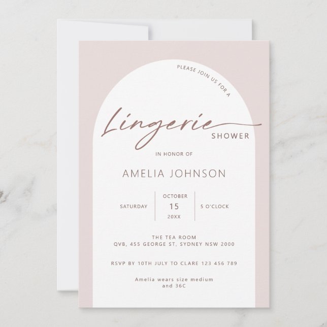 Invitation Lingerie en arc moderne et minimaliste invitat (Devant)