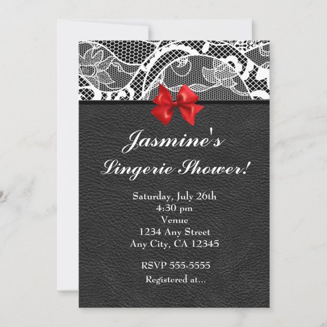 Invitation lingerie en cuir noir et dentelle blanc (Devant)
