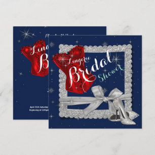 Invitation Lingerie Fête des mariées Argent Stilettos Red Cor