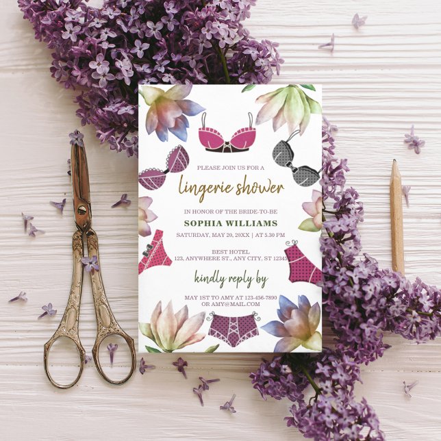 Invitation Lingerie Fête des mariées Floral Thème (“Invite your girls in style — it’s lingerie time)