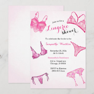 Invitation Lingerie rose sous la douche