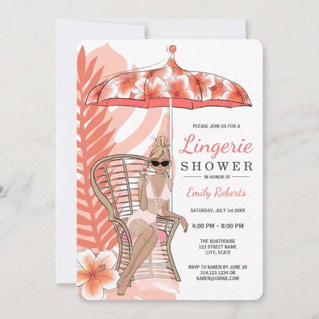 Invitation Lingerie Shower Blonde Bride (Devant)