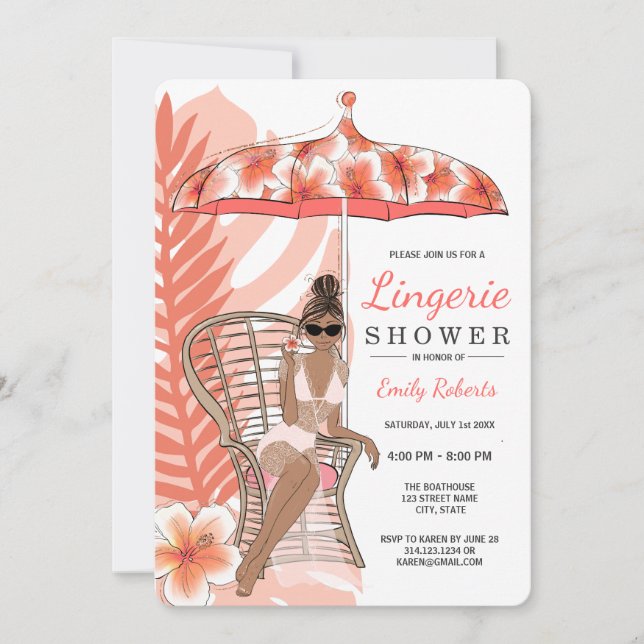 Invitation Lingerie Shower Épouse afro-américaine (Devant)