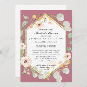 Invitation Lingerie Wedding shower Berry Rose Aquarelle