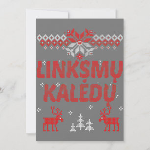 Invitation Linksmu Kaledu cadeau de Noël lituanien joyeux