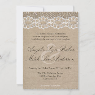 Invitation L'invitation à un mariage chic de Burlap et de la