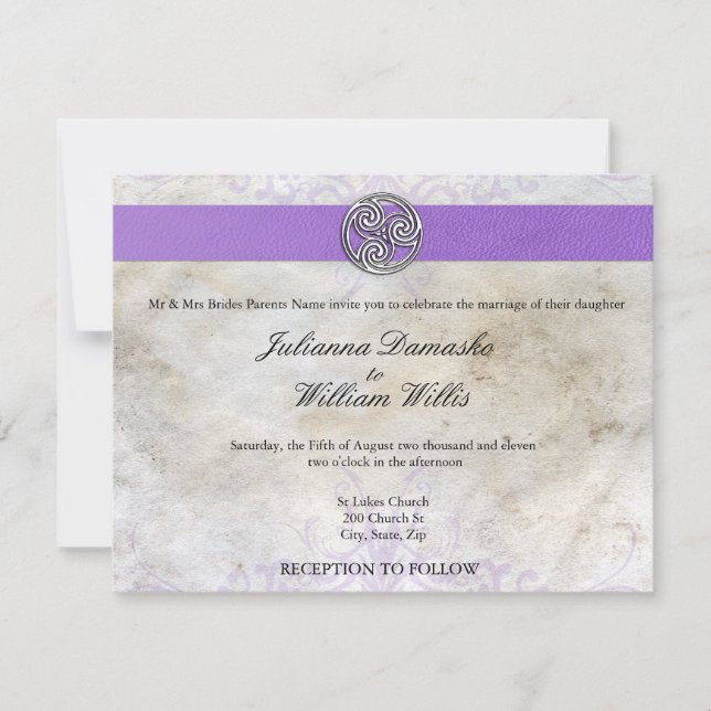 Invitation L'invitation à un mariage de Triskelion gaélique i (Devant)