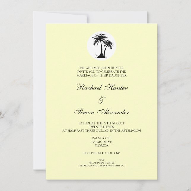 Invitation L'invitation au mariage sur la plage - Jaune (Devant)