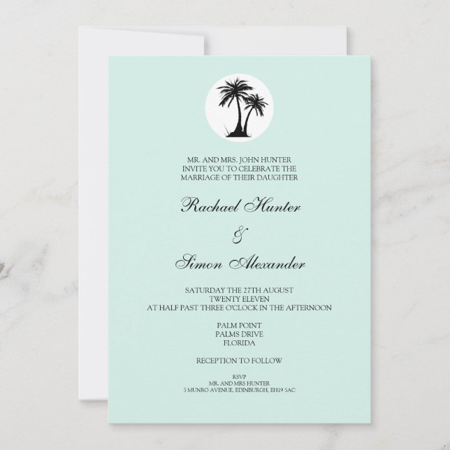 Invitation L'invitation au mariage sur la plage - Turquoise (Devant)