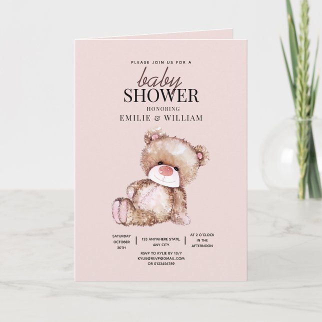Invitation L'Invitation Baby shower De L'Ours En Teddy Peut A (Devant)