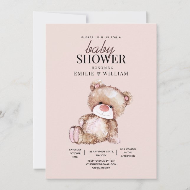 Invitation L'Invitation Baby shower De L'Ours En Teddy Peut A (Devant)