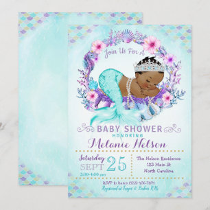 Invitation L'invitation de baby shower de sirène arrosent