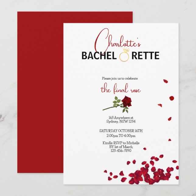 Invitation L'invitation de Bachelorette de la Rose finale (Devant / Derrière)