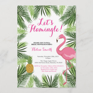 Invitation L'invitation de Fête de la mariée de Flamant rose
