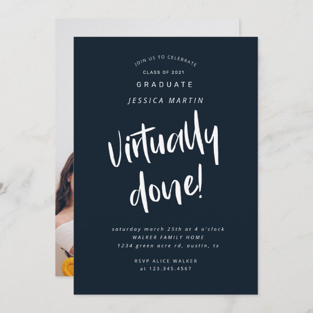Invitation l'invitation de la fête photo de remise de diplôme (Devant / Derrière)