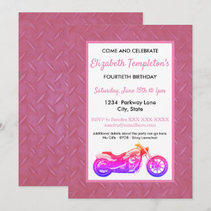 Invitation L'invitation de moto des femmes roses de fête