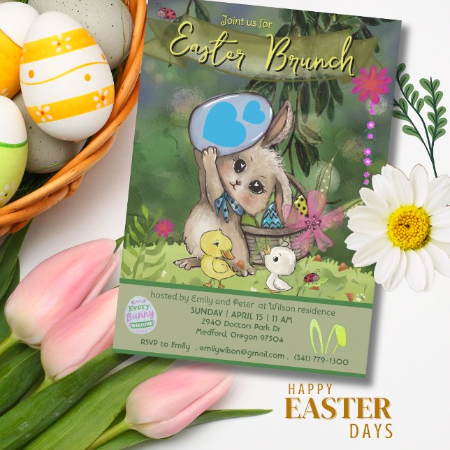 Invitation L'invitation de Pâques pour brunch "Heavy Lifting" (The Cutest Heavy Lifting Easter Brunch Invite)