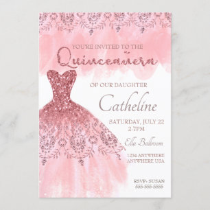 Invitation L'invitation de Quinceanera rougissent