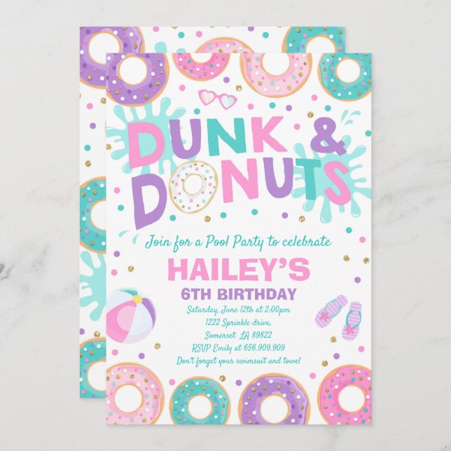 Invitation L'invitation de réception au bord de la piscine (Devant / Derrière)