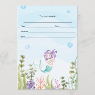 Invitation L'invitation de sirène complètent l'aquarelle