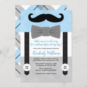 Invitation L'invitation du baby shower Mustache Petit homme b
