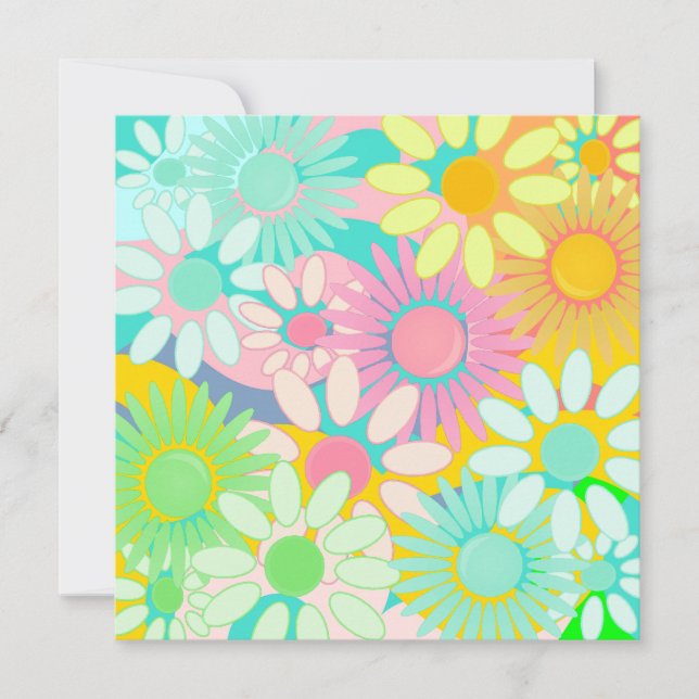 Invitation Linvitations floraux de partie de rétro carré de (Devant)