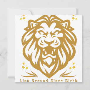 Invitation Lion Autour de la Naissance : Design de Lion Pares