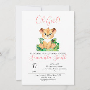 Invitation Lion baby shower Jungle Aquarelle