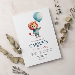 Invitation Lion Balloon Premier anniversaire 1er anniversaire