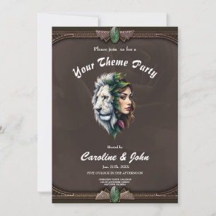 Invitation Lion blanc et femme