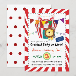 Invitation Lion Circus fête d'anniversaire