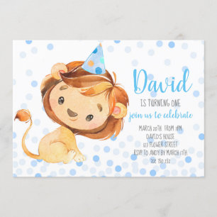 Invitation Lion Confetti Premier anniversaire Safari Jungle B