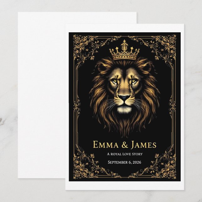 Invitation Lion [Couleur] Sombre Affiche de Mariage de Bienve (Devant / Derrière)