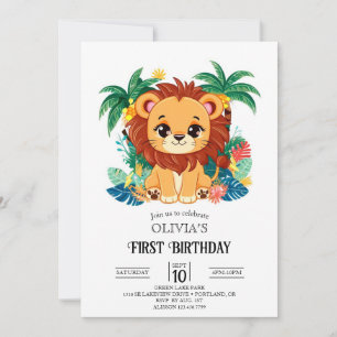 Invitation Lion de charme magique 1er Anniversaire numérique