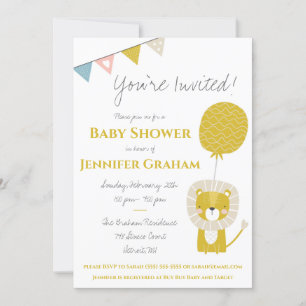 Invitation Lion d'or, Neutre sur le genre, Baby shower