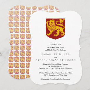 Invitation Lion d'or sur l'héraldique du Bouclier rouge