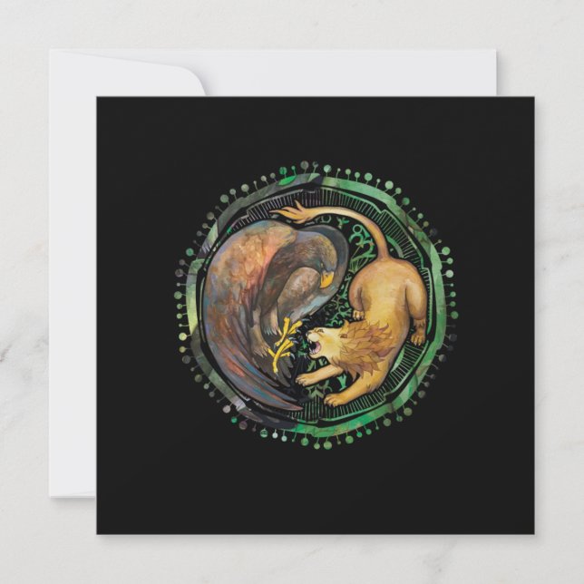 Invitation Lion Eagle Yin Yang Chine Méditation de méditation (Devant)