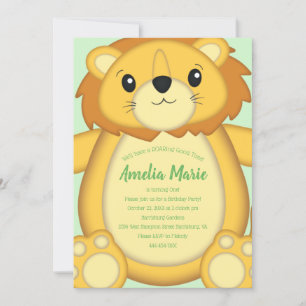 Invitation Lion fête d'anniversaire Green