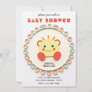 Invitation Lion Joueur Baby Dans Baby shower Cercle Coloré