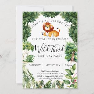 Invitation Lion Jungle Wild 3e Anniversaire