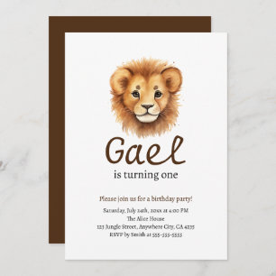 Invitation Lion Premier Roi de la Jungle Anniversaire